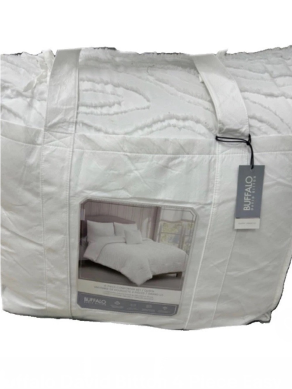 Buffalo David Bitton 4 pc Easy Care Breathable White Queen Comforter Set 90”x90
